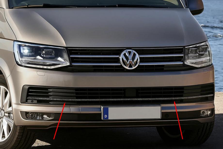 Volkswagen T6 2015-2024 Kühlergrill Blenden Stoßstange 2015-2019 (3 Stk, Carbon) Image