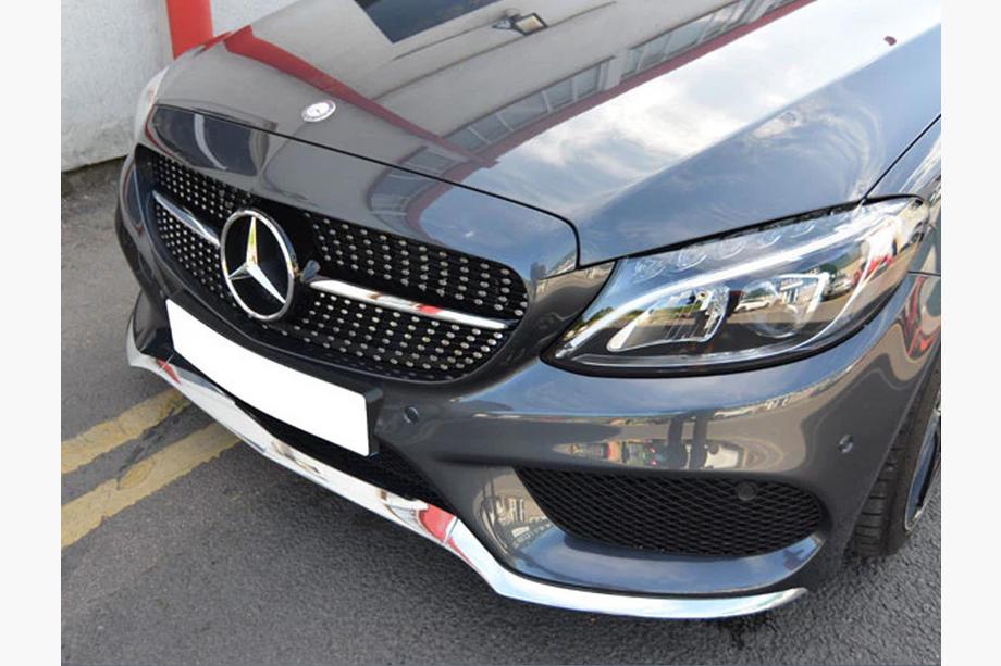 Mercedes C-class W205 2014-2021 Frontgrill Diamond Silber (für Avantgarde/AMG-Line/C43 AMG) Foto 16