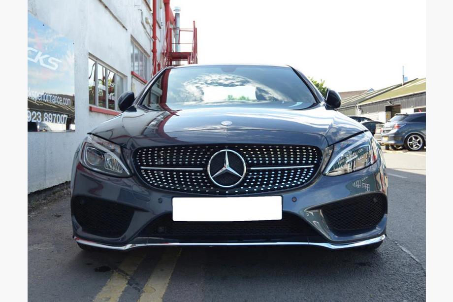 Mercedes C-class W205 2014-2021 Frontgrill Diamond Silber (für Avantgarde/AMG-Line/C43 AMG) Foto 19
