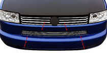 Volkswagen T4 Caravelle/Multivan 1990–2003 Grill Einsätze für Stoßstange Gerade Motorhaube (3 Stk, Edelstahl) Foto 1
