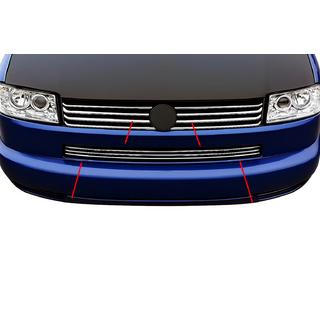 Grill Einsätze für Stoßstange Gerade Motorhaube (3 Stk, Edelstahl) Volkswagen T4 Caravelle/Multivan 1990–2003 Foto 1