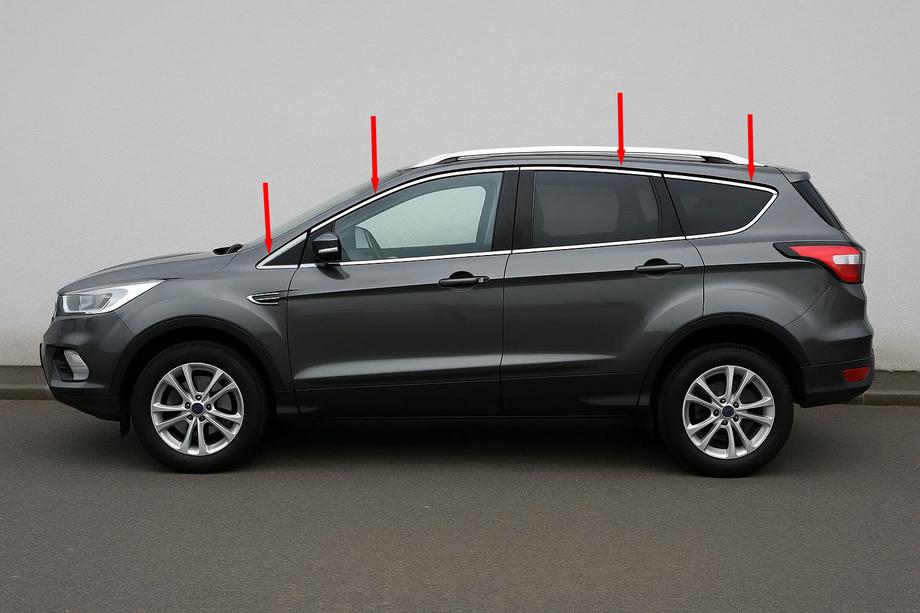 Ford Kuga/Escape 2013-2019 Obere Fensterrahmen Zierleisten (12 Stk, Edelstahl) Foto 1