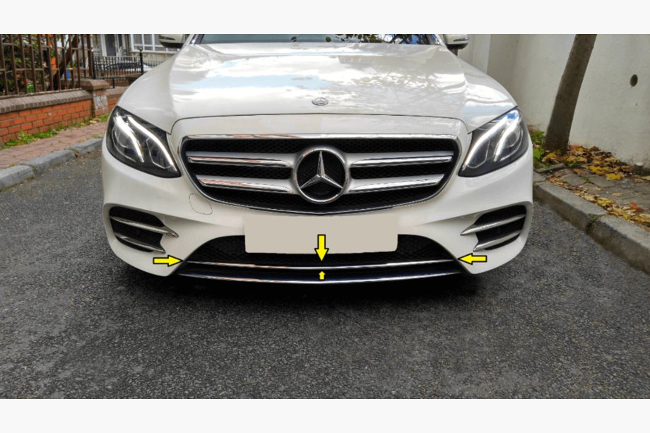Mercedes E-class W213 2016-2023 Chromleiste für vordere Stoßstange 2016-2019 (Edelstahl) Image