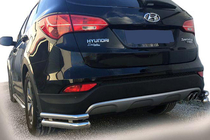 Hyundai Santa Fe 3 2012-2018 Hintere Eckschutzbügel AK-003 Doppel (Edelstahl) Foto 1
