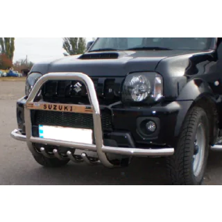 Frontschutzbügel QT007-Exclusive (mit Schriftzug, Edelstahl) Suzuki Jimny 1998-2018 Foto 3