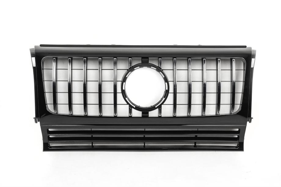 Mercedes G class W463 1990-2018 Frontgrill (GT, mit Chromleisten) Schwarz mit Chromstreifen Foto 2