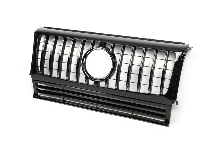 Mercedes G class W463 1990-2018 Frontgrill (GT, mit Chromleisten) Schwarz mit Chromstreifen Foto 4