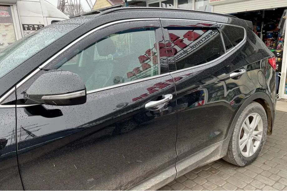 Hyundai Santa Fe 3 2012-2018 Windabweiser mit Chromleisten LONG (4 Stk, HIC) Image
