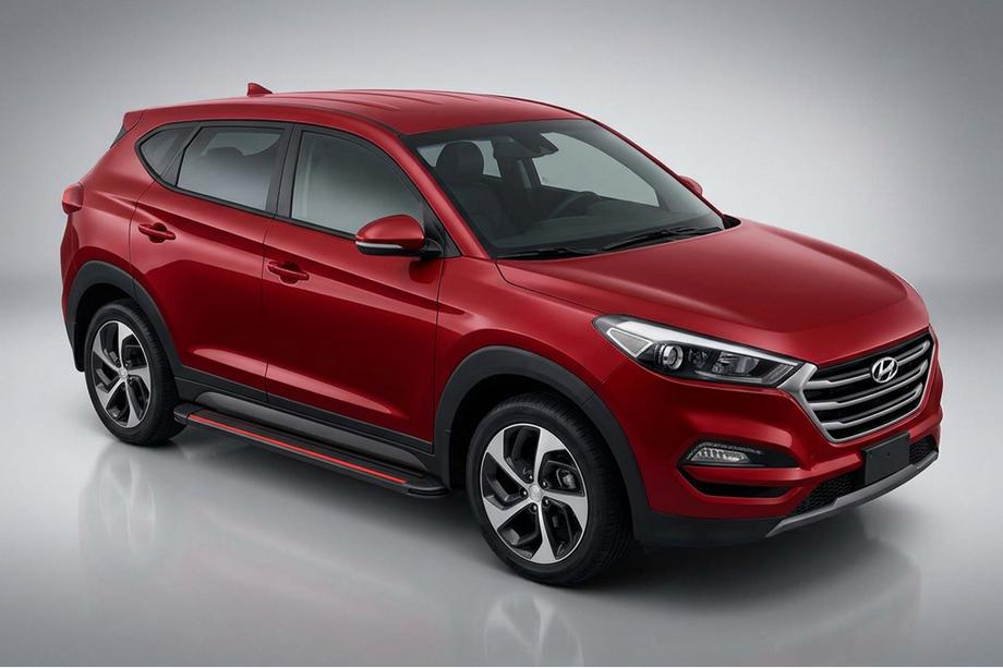 Hyundai Tucson TL 2016-2021 Trittbretter Maya Red-Black (2 Stk., Aluminium) Image