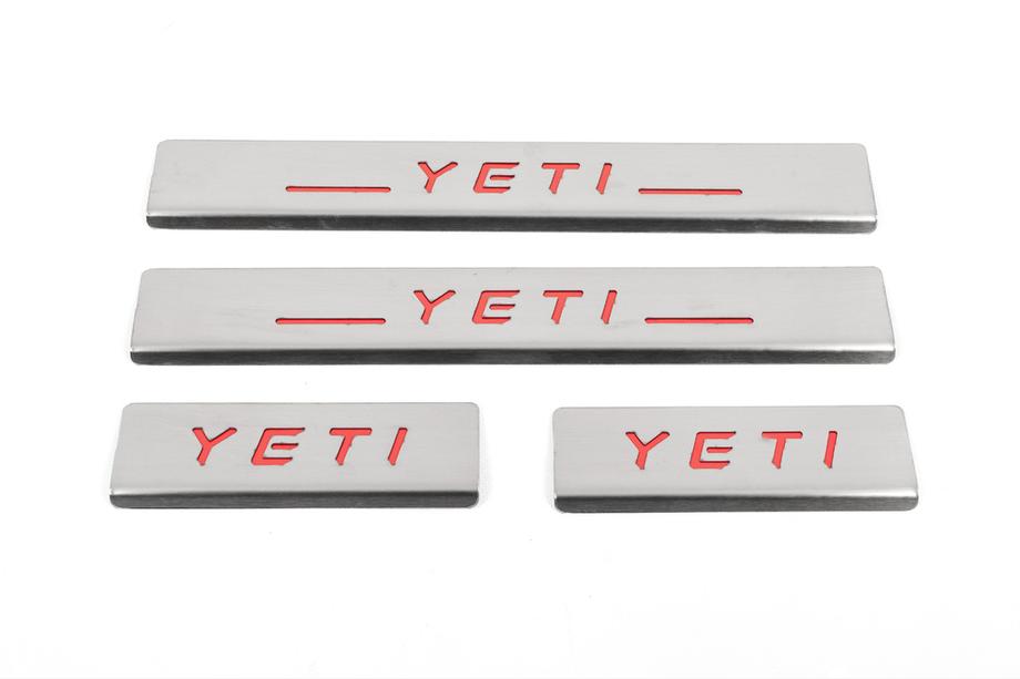 Skoda Yeti 2009-2017 Einstiegsleisten Edelstahl Carmos V2-RED (4 Stk) Image
