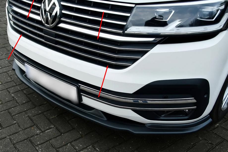 Volkswagen T6 2015-2024 Chrom-Zierleisten für den Kühlergrill 2019+ (5 Stk., Edelstahl) OmsaLine - Italienischer Edelstahl Image