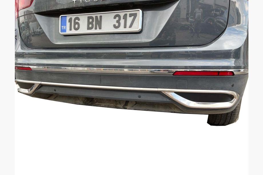 Volkswagen Tiguan 2016-2023 Blenden Auspuffblenden Imitation 2020+ (3 Stk, Edelstahl) Carmos - Türkischer Edelstahl Foto 3