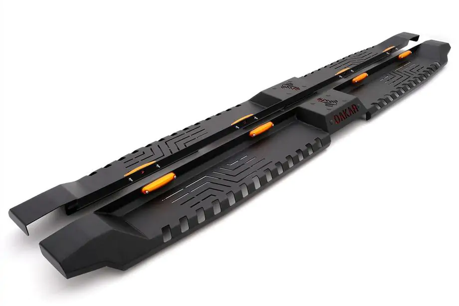 Toyota Hilux 2006-2015 Seitenstufen Dakar Schwarz V2 mit Beleuchtung (2 Stk, Metall) Image