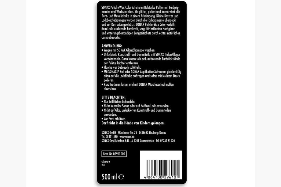 Sonax NanoPro Farbpolitur mit Wachs Schwarz 500ml Foto 2