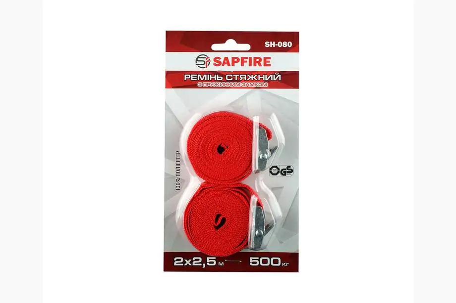 Spanngurt mit Federklemme 500 kg 2x2,5 m SH-080 SAPFIRE Foto 4