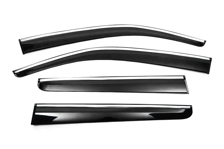 Volkswagen Amarok 2010-2022 Windabweiser mit Chromleisten (4 Stk., Sunplex Chrome) Image