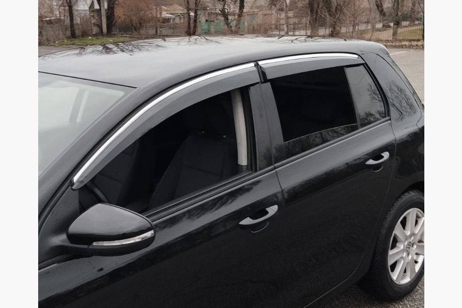 Volkswagen Golf 6 2008-2014 Windabweiser mit Chromleiste HB (4 Stk., Sunplex Chrome) Image
