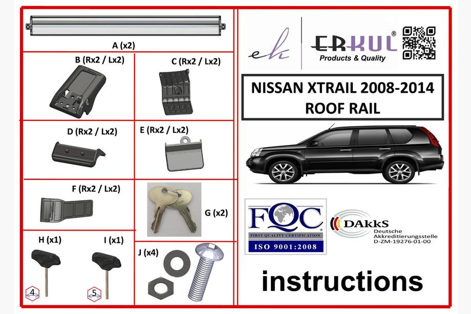 Nissan X-trail T31 2007-2014 Dachträger für integrierte Reling abschließbar WingBar V1 (2 Stk) Grau Foto 3