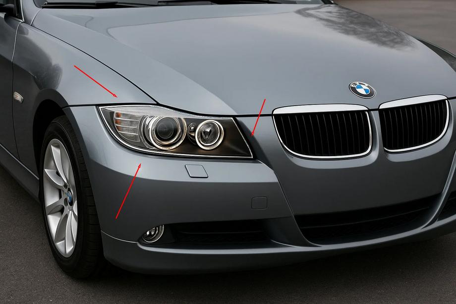 BMW 3 Series E90/E91 2005-2011 Scheinwerfer Abdeckungen Chrom (2 Stk., Kunststoff) Image