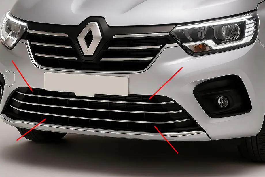 Renault Kangoo/Express 2021- Zierleisten für Kühlergrill Stoßstange (3 Stk, Edelstahl) Image