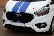 Ford Custom 2013-2022 Zierleisten für Kühlergrill Stoßstange 2018+ (4 Stk., Edelstahl) Carmos - Türkischer Edelstahl Foto 1